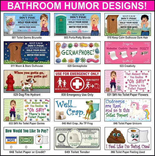 Miniatura 4 de Mini rollos de papel higiénico prémium de tamaño viaje, práctico dispensador de plástico, humor para baño y orinal (paquete de 3)