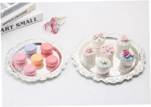 Miniatura 4 de Mini molde para magdalenas, plato antiguo, 6 piezas para pastelería, fruta, boda, bandeja de metal plateado, fiesta, diámetro, decoración de KTV