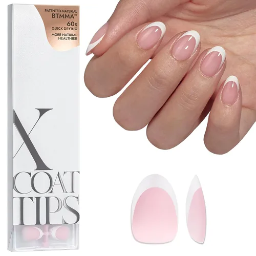 Miniatura 32 de BTArtboxnails XCOATTIPS - Uñas a presión, puntas cortas de almendra con gel de uñas, dúo protector francés, lámpara de uñas, gel suave todo en uno