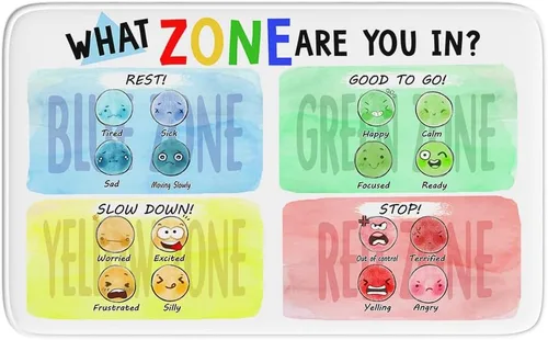Miniatura 17 de Feelings Chart - Alfombra para el aula, salud mental, alfombra de esquina calmante para clase, alfombras antideslizantes y esponjosas