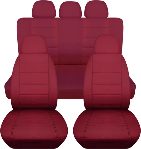 Miniatura 20 de Totally Covers Fundas de asiento de coche sólidas con 5 fundas (2 delanteras + 3 traseras) para reposacabezas: color negro, ajuste