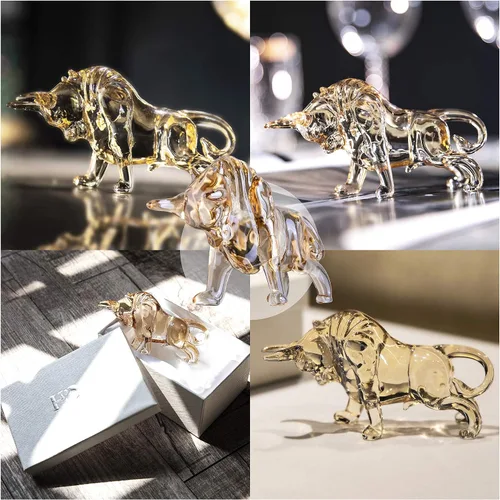 Miniatura 3 de H&D HYALINE & DORA Charm and Lucky FengShui Crystal Statues Wall Street Bull Figurine Esculture Home Office Desk Ornamento decorativo