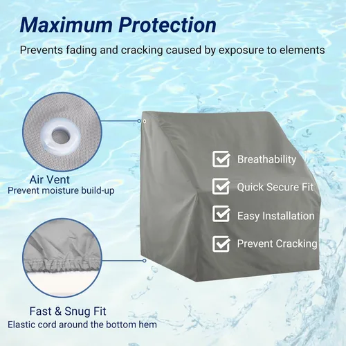 Miniatura 7 de Savvycraft Funda Impermeable para Asiento de Barco con Respaldo Abatible, Poste de Apoyo, Funda para Asiento de Barco con Hielera de Respaldo