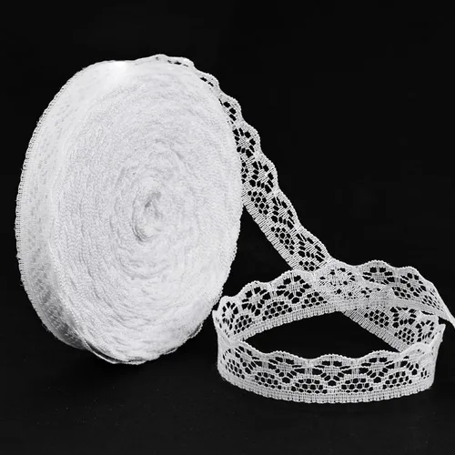 VGOODALL Rollo de Cinta de Encaje Blanco de 30 Yardas, Ribete de Encaje para Costura, Manualidades, Encaje para Envolver Regalos, Decoración de