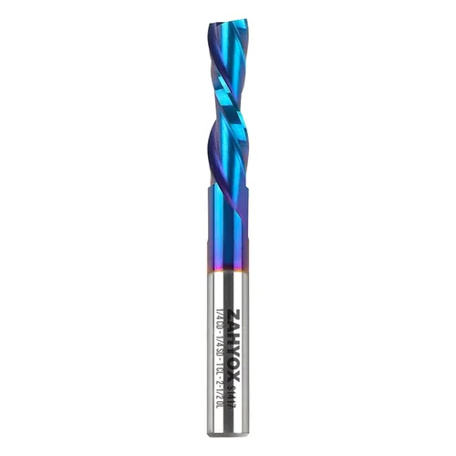 ZahyoX Broca de enrutador espiral de corte descendente de 1/4 pulgadas, molino de extremo CNC nanorrevestido para carpintería, vástago de 1/4