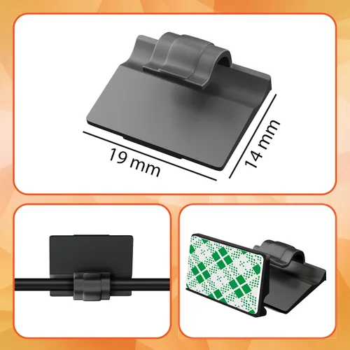 Miniatura 4 de ROVE Clips adhesivos para cables – Abrazaderas universales para cables de cámara de tablero de coche y cables USB, sin residuos ni daños, adecuado