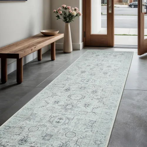 Miniatura 84 de GLN Rugs Bohemian Collection - Alfombra de felpilla lavable a máquina, bohemio vintage, antideslizante, alfombra de felpilla de pelo bajo, alfombra