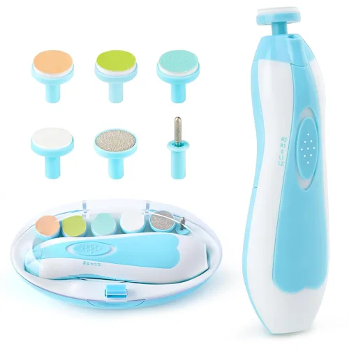 Miniatura 10 de Lima de uñas para bebé con kit de cortaúñas eléctrico seguro para recién nacidos, niños y niños pequeños, cuidado de los dedos de los pies