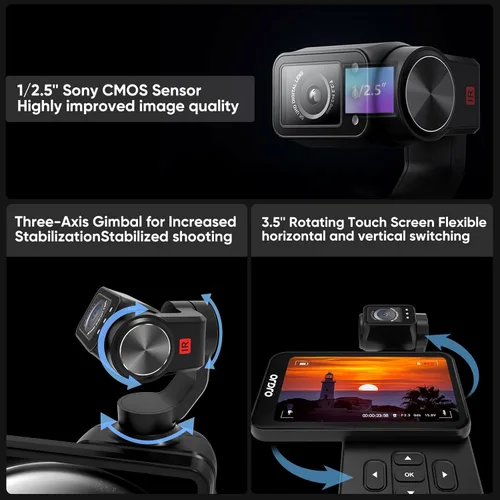 Miniatura 2 de ORDRO Videocámara de bolsillo M5, videocámara de video 4K 60FPS de estabilización de 3 ejes, cámara de bolsillo de visión nocturna IR para vlogging