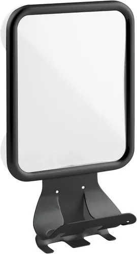 Miniatura 3 de mDesign Espejo de afeitar grande y moderno con succión de metal para duchas y bañeras de baño, soportes para crema de afeitar y maquinillas
