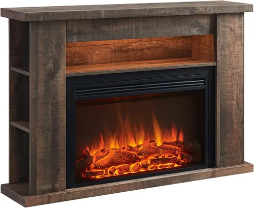 Miniatura 8 de LegendFlame Barron Chimenea eléctrica con estante de almacenamiento de 43 pulgadas, mantel envolvente y inserto de Jaden de 23 pulgadas, roble Roble