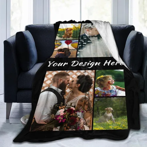 Miniatura 17 de Manta de cama personalizada con texto de fotos, mantas personalizadas con collage de fotos, mantas personalizadas para regalo de cumpleaños 1 Foto
