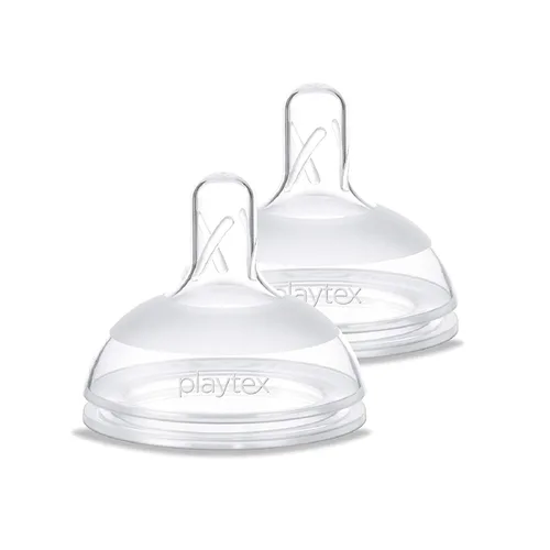Playtex Baby NATURALATCH - Pezones cómodos de cuello ancho para bebés de 0 meses en adelante, flujo lento (2 unidades), esenciales de alimentación