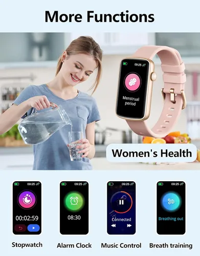 Miniatura 7 de Rastreador de actividad física con monitor de frecuencia cardíaca, sueño, oxígeno en sangre, reloj delgado para mujeres y hombres, IP68, podómetro