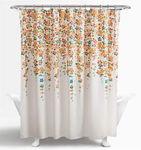 Miniatura 14 de Lush Decor Cortina de Ducha Weeping Flower 72"An x 72"L Amarillo y Gris - Cortinas de Ducha de Tela para Baño - Cortina de Baño Floral - Decoración
