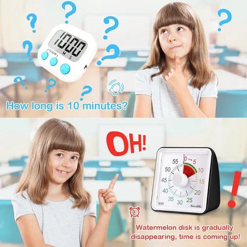 Miniatura 2 de Secura - Temporizador visual de cuenta regresiva de 60 minutos para niños y adultos, herramienta de gestión del tiempo en el aula (negro)