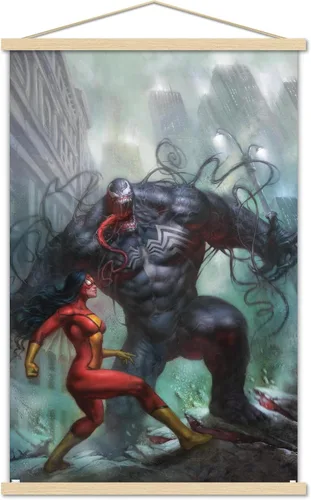 Miniatura 16 de Trends International Marvel Comics-Spider-Woman-Venom #161 - Póster de pared, 14.725 x 22.375 pulgadas, versión enmarcada de madera de granero