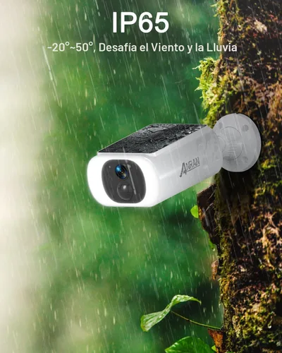 Miniatura 2 de ANRAN Cámaras de seguridad solar 2K inalámbricas para exteriores, cámara de vigilancia WiFi de 2.4 GHz, cámara para exteriores para seguridad