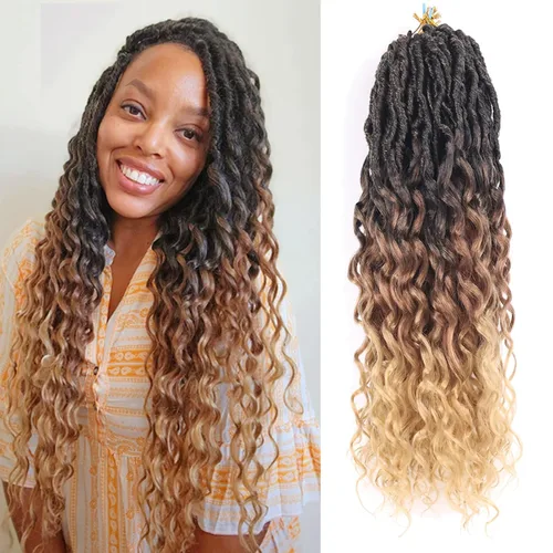 Miniatura 51 de Cabello de ganchillo para mujeres negras Goddess Locs de 14 pulgadas 8 paquetes 613 Locs falsos suaves preenganchados trenzas de ganchillo cabello
