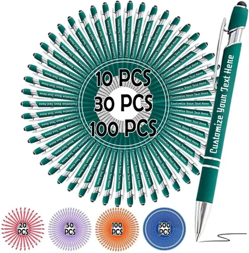 Bolígrafos personalizados, bolígrafo grabado personalizado con punta de lápiz capacitivo, bolígrafo de tinta retráctil personalizado para escritura