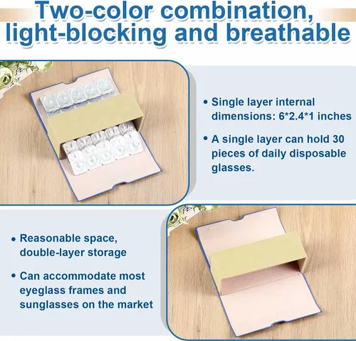 Miniatura 4 de Flutesan Estuche diario para lentes de contacto y organizador de anteojos, 2 en 1, de doble cara, portátil, para viajes, uso diario, almacenamiento