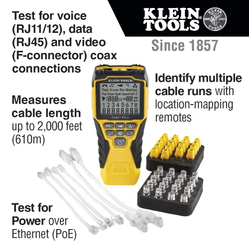 Miniatura 3 de Klein Tools Probador de cable VDV501-852 y herramienta de punchdown de impacto VDV427-300 y VDV226-110 Crimpadora de cables de datos modular