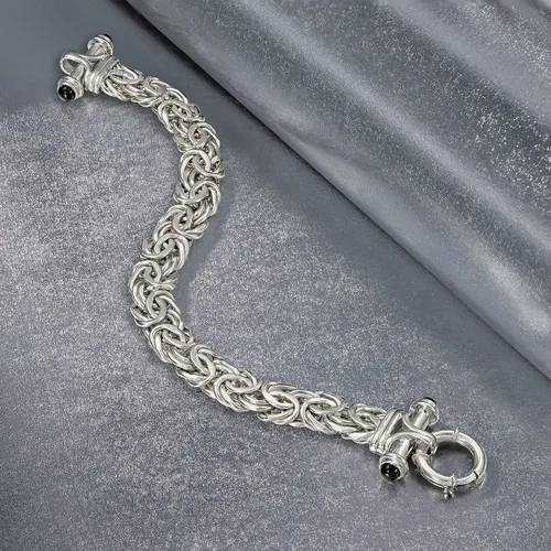 Miniatura 5 de Ross-Simons Sterling Silver Byzantine Bracelet With Black Onyx