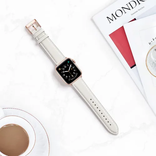 Miniatura 5 de correas compatibles con Apple Watch de 1.49, 1.57, 1.65 y 1.73 pulgadas; correa de repuesto de cuero auténtico compatible con Apple Watch Series 5