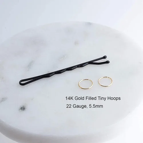 Miniatura 43 de Aretes de aro dorados y plateados para cartílago, nariz, tabique, oreja, hélix, tragus, joyería para mujer, hipoalergénicos, pequeños aros