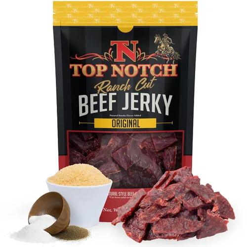 Miniatura 16 de Top Notch Ranch Cut Jerky - Bolsa de 10 onzas de carne seca de res - Snacks ricos en proteínas para niños y adultos - Tiras sabrosas de carne de res