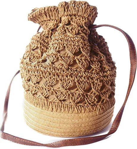 Miniatura 3 de Bolso de mano de ratán vintage natural elegante informal para playa playa mar cesta de paja