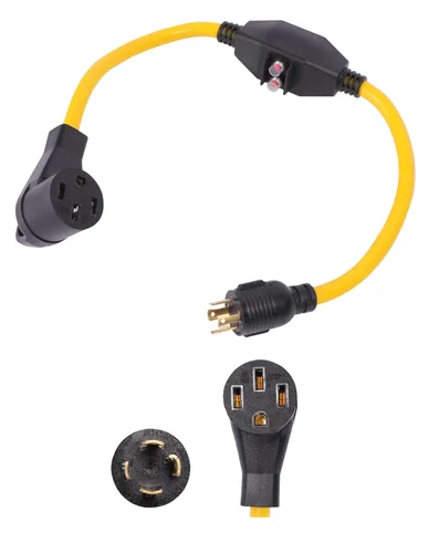 ONETAK NEMA L14-30P to 14-50R Power Cord Adapter, 30 Amp Twist Lock 4 Prong Male Plug to 50 Amp 4 Prong Female Receptacle, 120V/240V, for Generator,