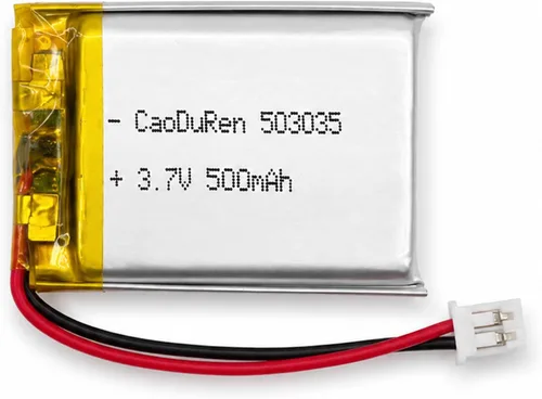 Batería recargable de iones de polímero de litio Li Lipo de 3.7V con conector JST de 2 pines de 0.079 in/0.049 in (503035 500mAh 2.0Jst)