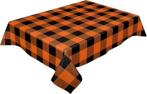 Miniatura 19 de Mantel rectangular de Acción de Gracias, mantel rectangular de calabaza naranja de 60 x 102 pulgadas, manteles de hojas de arce otoñales, mantel
