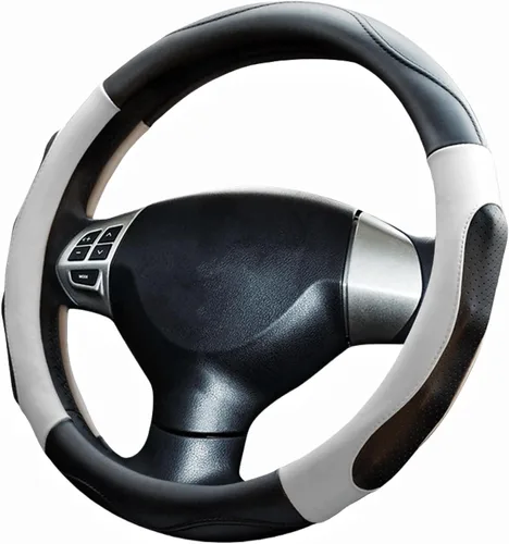 Miniatura 18 de Moyishi Funda de cuero superior para volante, ajuste universal, suave y transpirable, color negro
