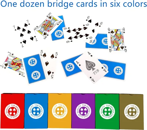 Miniatura 2 de TSB Paquete de 12 cartas de puente de impresión estándar, 6 colores, fácil almacenamiento