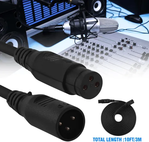 Miniatura 2 de Ridgeyard Cable XLR de 3 pines macho a hembra flexible DMX para escenario, señal DJ XLR DMX conexión para luz de cabeza móvil, foco de luz par