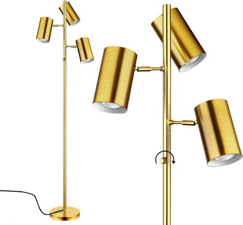 Miniatura 14 de Ldeco lámpara de pie de árbol con 3 luces de 9W, bombillas LED E26, lámpara de pie alta y negra con 3 luces ajustables y giratorias, lámpara de pie
