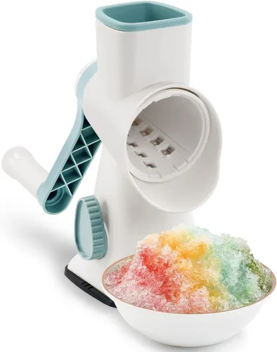 Raspadora de Hielo Rotatoria con Mango Manivela Manual para Hacer Conos de Nieve Máquina Rápida para Hacer Hielo Raspado con Pies de Succión, Se