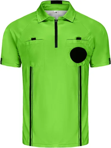 Miniatura 9 de CUTIEHON Camiseta de árbitro de fútbol, camiseta oficial de árbitro profesional de manga corta, con un soporte para insignia y bolsillos
