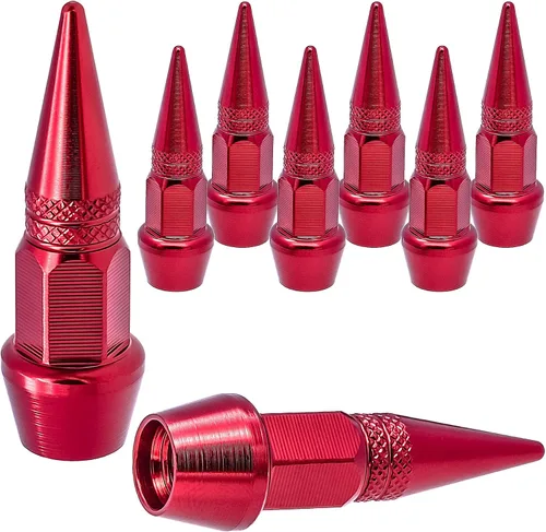 Miniatura 54 de 4 piezas de tapas de válvula de rueda con estilo púas, cubiertas universales de válvula de rueda de aleación de aluminio a prueba de polvo