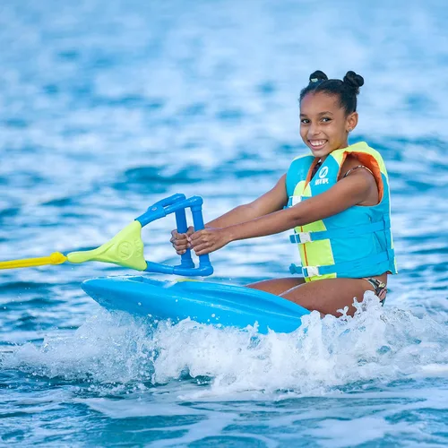 Miniatura 4 de ZUP Coast Board - Wakeboard todo en uno para niños con mango de cuerda, tabla de entrenamiento, rodillera y esquís acuáticos para deportes