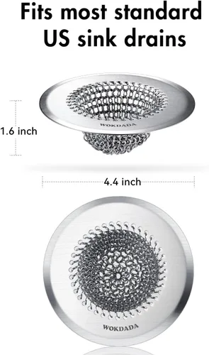 Miniatura 7 de Wokdada Revolucionario colador de drenaje para fregadero de cocina y tapón de fregadero/malla de cadena reversible patentada, limpieza sin esfuerzo