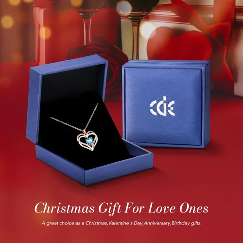 Miniatura 42 de CDE Collares de piedra natal para mujer, plata de ley 925, collar con colgante de corazón para siempre, Navidad, cumpleaños, aniversario, día de San