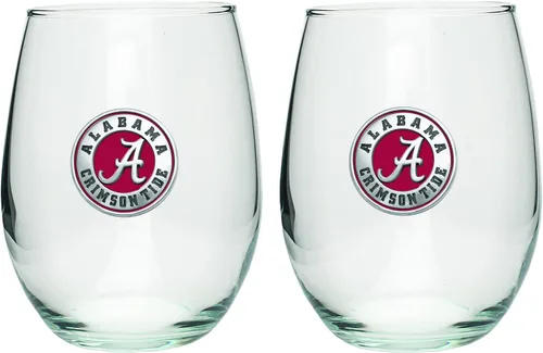 Heritage Pewter Alabama - Juego de 2 copas de agua de vidrio sin tallo, copas de agua de 15 onzas, vidrio de peltre hecho por expertos