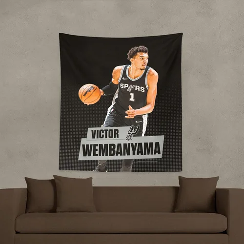 Miniatura 3 de Northwest El jugador de la NBA imprimió el tapiz de la ejecución de la pared, tela de poliéster tejida, Víctor Wembanyama