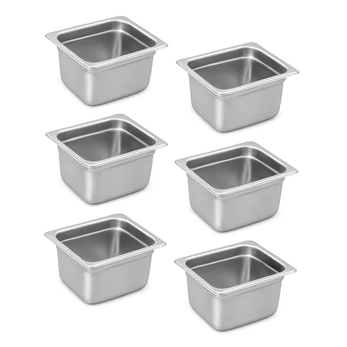 Miniatura 10 de Aplancee Sartenes de 1/2 hotel de 4 pulgadas de profundidad de acero inoxidable para alimentos, antiatascos, juego de 6 sartenes de mesa de vapor