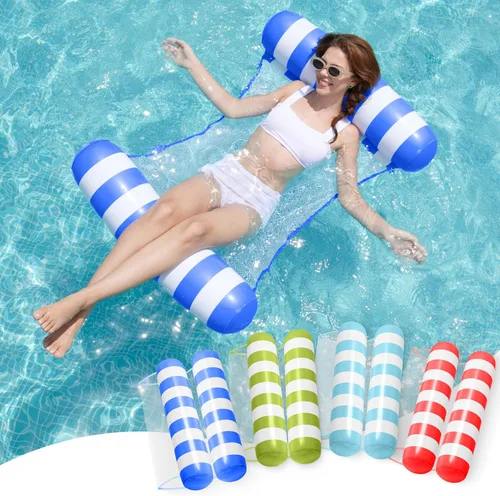 SLOOSH 4 Packs Strip Type Hammock Pool Floats Adults, 4-in-1 Multi-Purpose Inflatable Pool Floaties PVC Water Hammock Lounge