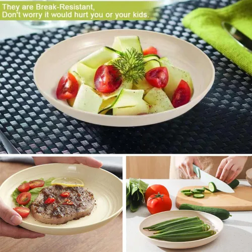 Miniatura 5 de K Y KANGYUN - Platos de cena irrompibles de 10 pulgadas de paja de trigo, juego de 4 - aptos para lavavajillas, sin BPA, ligeros Luz fresca