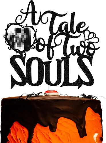 Decoración para tartas con purpurina negra "A Tale of Two Souls", "Till Death/Till Death Do Us Party/About Damn Time", decoración temática de